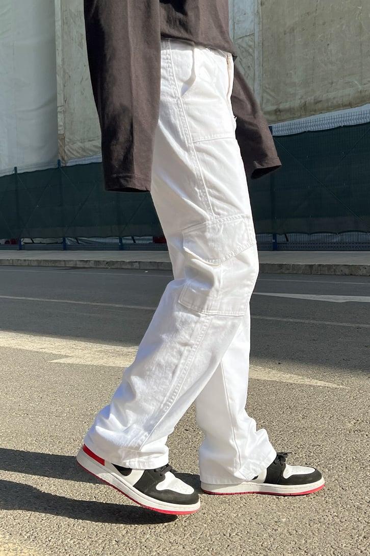 Cargo Pocket Ekru Baggy Jean