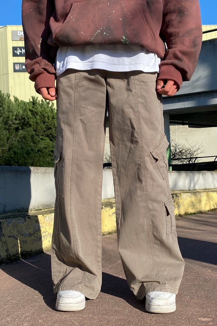 Cargo Pocket Extra Baggy Khaki Pants