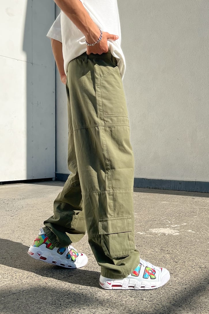 Cargo Pocket Haki Baggy Pantolon