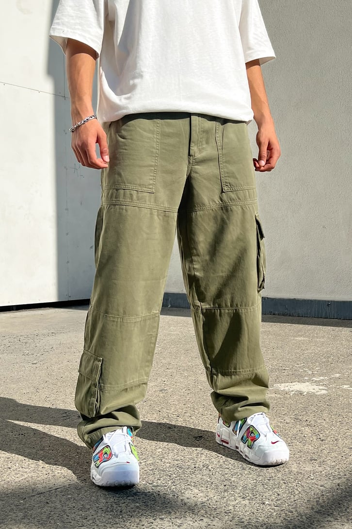 Cargo Pocket Haki Baggy Pantolon