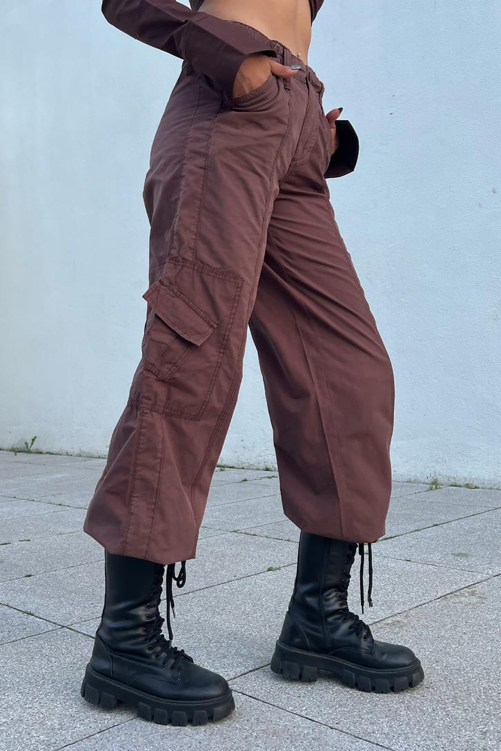 Cargo Pocket Kahverengi Baggy Pantolon