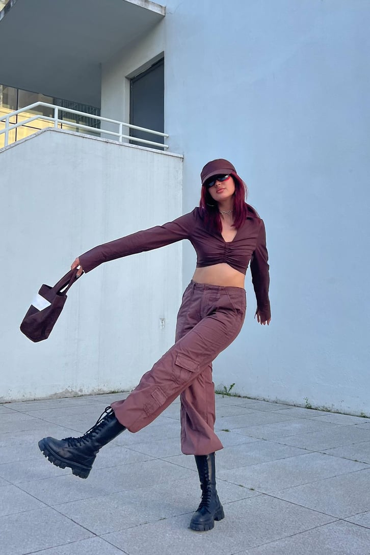 Cargo Pocket Kahverengi Baggy Pantolon