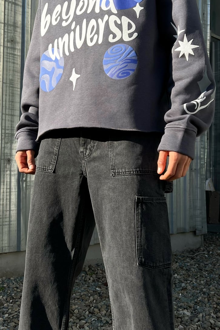 Cargo Pocket Kısa Paça Baggy Jean
