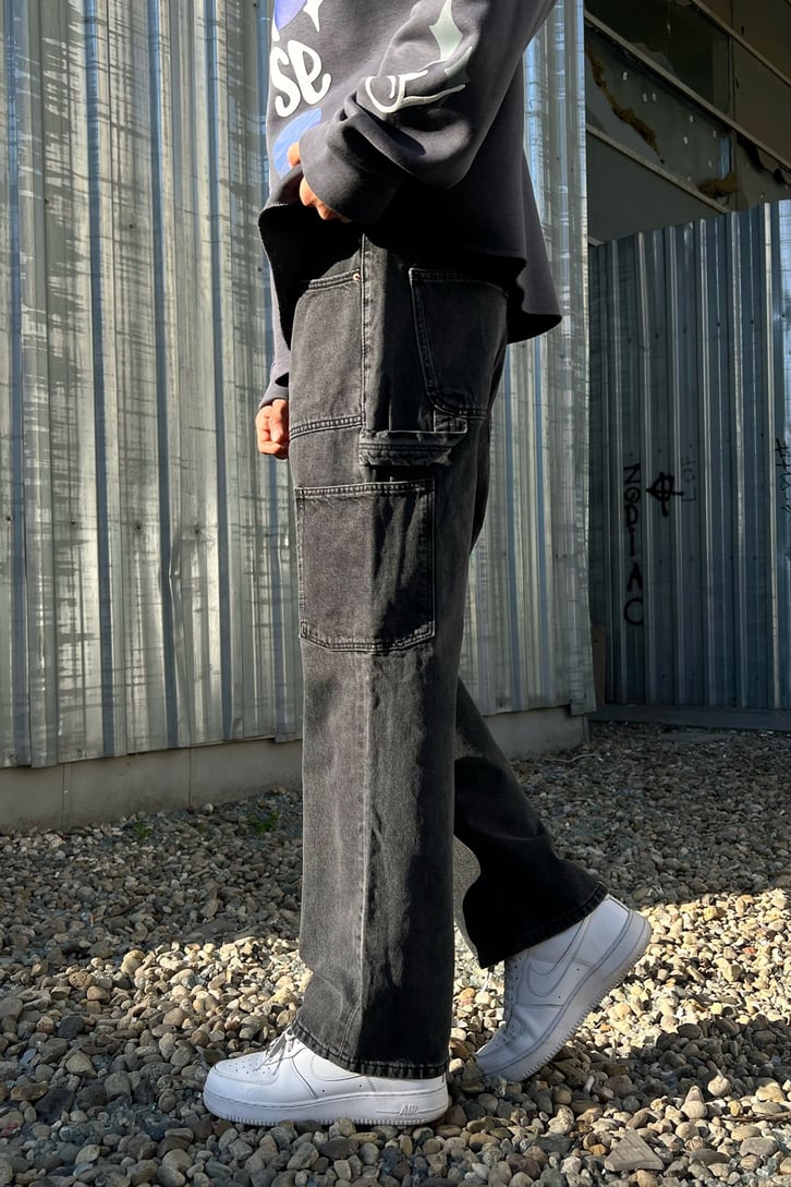 Cargo Pocket Kısa Paça Baggy Jean