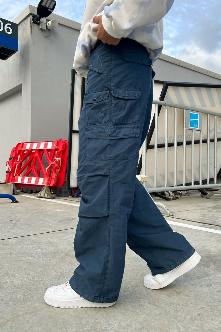 Cargo Pocket Lacivert Baggy Pantolon