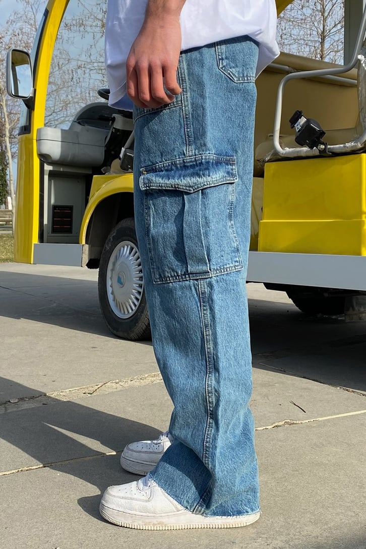 Cargo Pocket Lighting Navy Blue Premium Baggy Jean