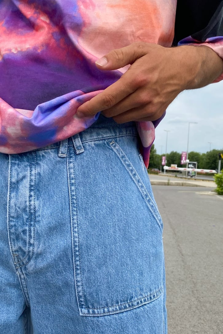 Cargo Pocket Mavi Baggy Jean