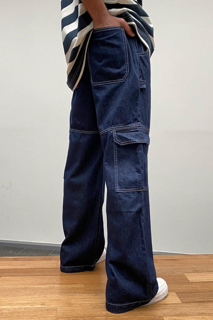 Cargo Pocket Navy Blue Baggy Jean