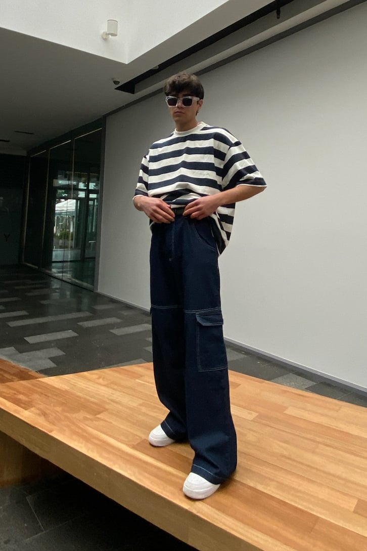 Cargo Pocket Navy Blue Baggy Jean