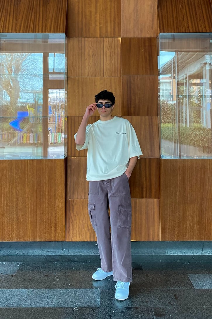 Cargo Pocket Pastel Brown Baggy Pant