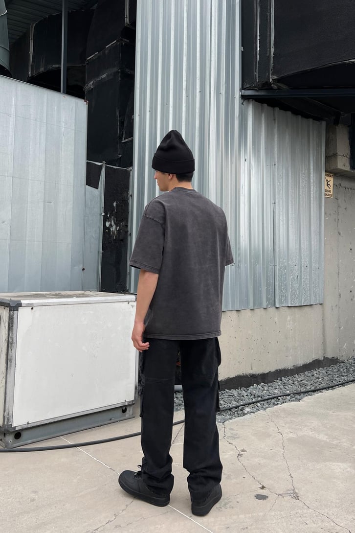 Cargo Pocket Siyah Baggy Jean