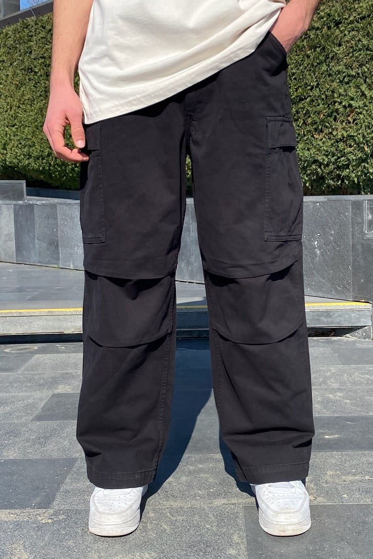 Cargo Pocket Siyah Baggy Pant