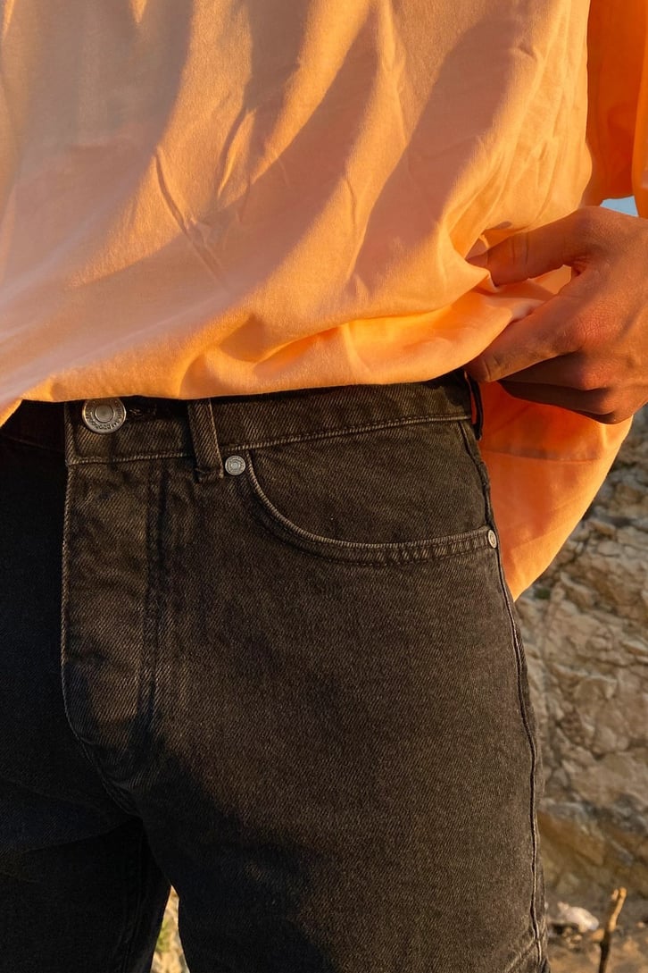 Cargo Pocket Siyah Mom Jean