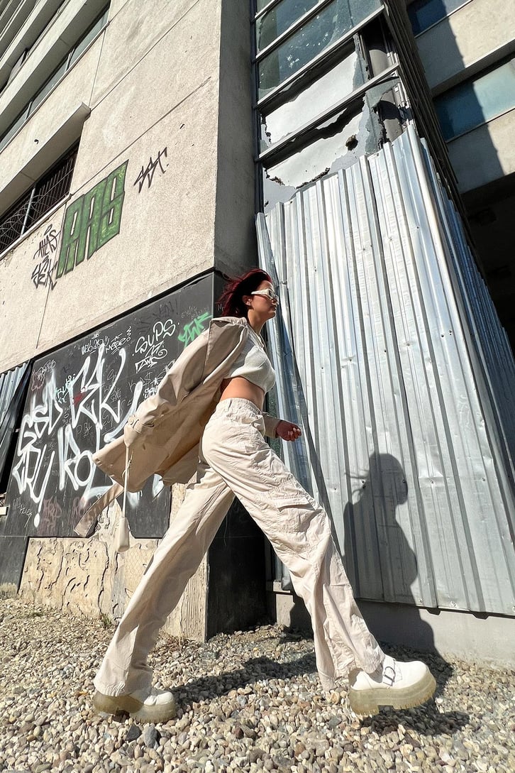 Cargo Pocket Taş Rengi Baggy Pantolon