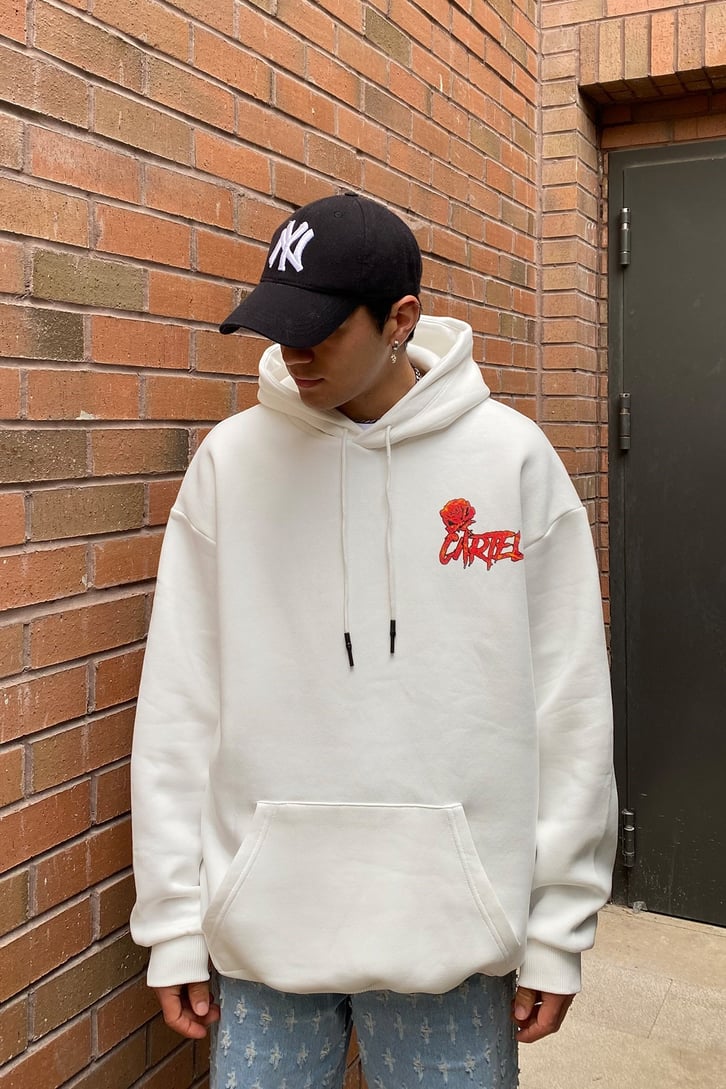 Cartel Overisze Printed Siyah Hoodie