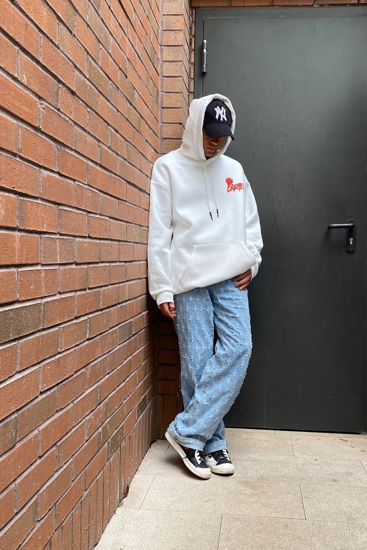Cartel Overisze Printed Siyah Hoodie