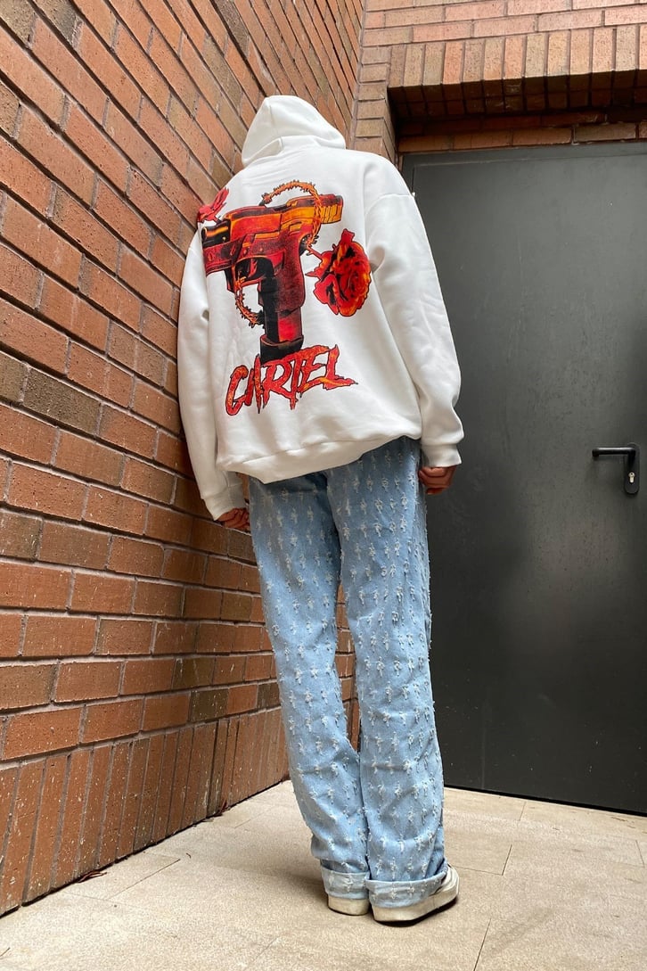 Cartel Overisze Printed Siyah Hoodie