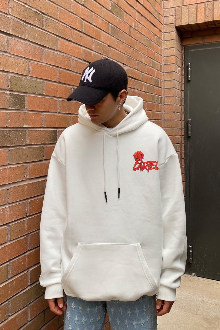 Cartel Overisze Printed Siyah Hoodie