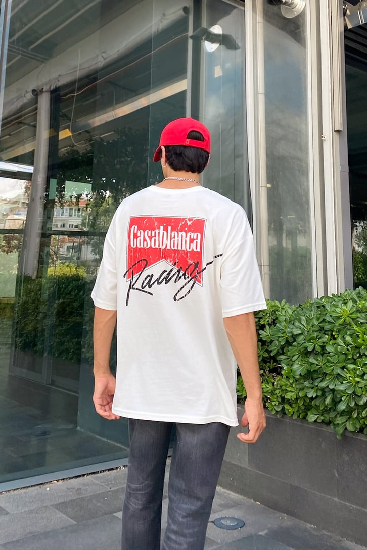 Casablanca Baskılı Beyaz Oversize Tshirt