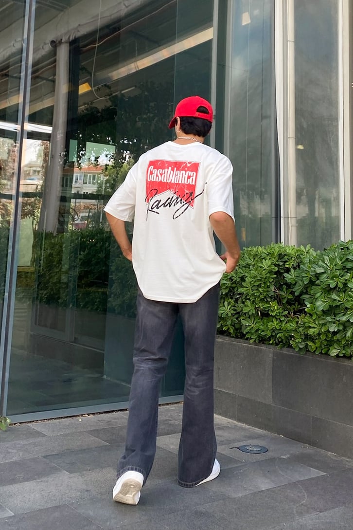 Casablanca Baskılı Beyaz Oversize Tshirt