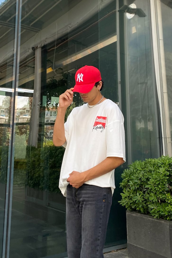 Casablanca Baskılı Beyaz Oversize Tshirt