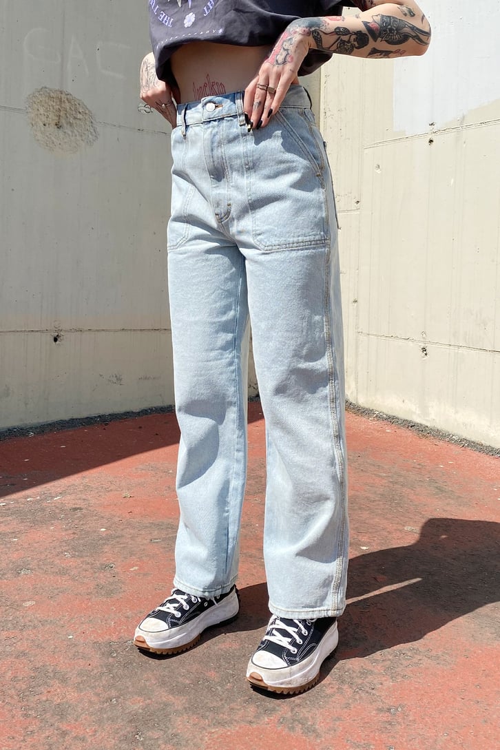 Cep Detay Açık Mavi Baggy Jean