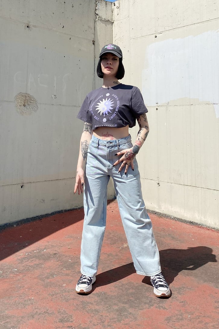 Cep Detay Açık Mavi Baggy Jean