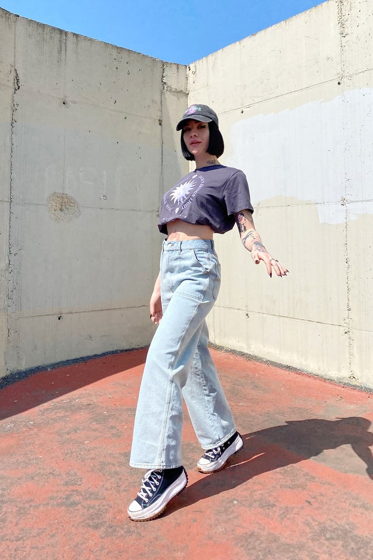 Cep Detay Açık Mavi Baggy Jean