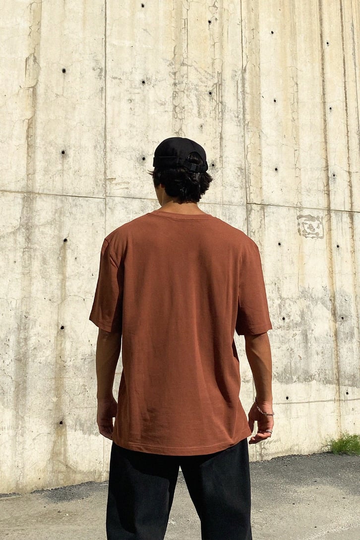 Cep Detay Basic Kahverengi Oversize Tshirt