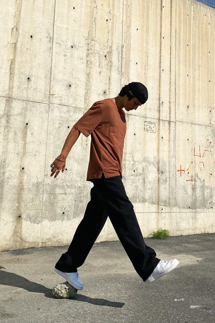 Cep Detay Basic Kahverengi Oversize Tshirt
