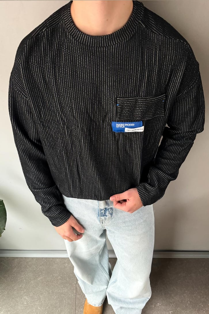 Cep Detay Fitilli Oversize Sweatshirt