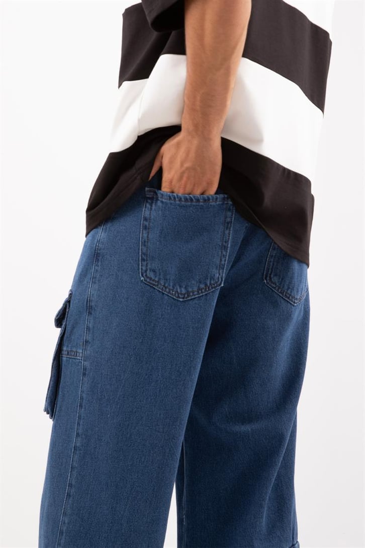 Cep Detay Mavi Baggy Jean
