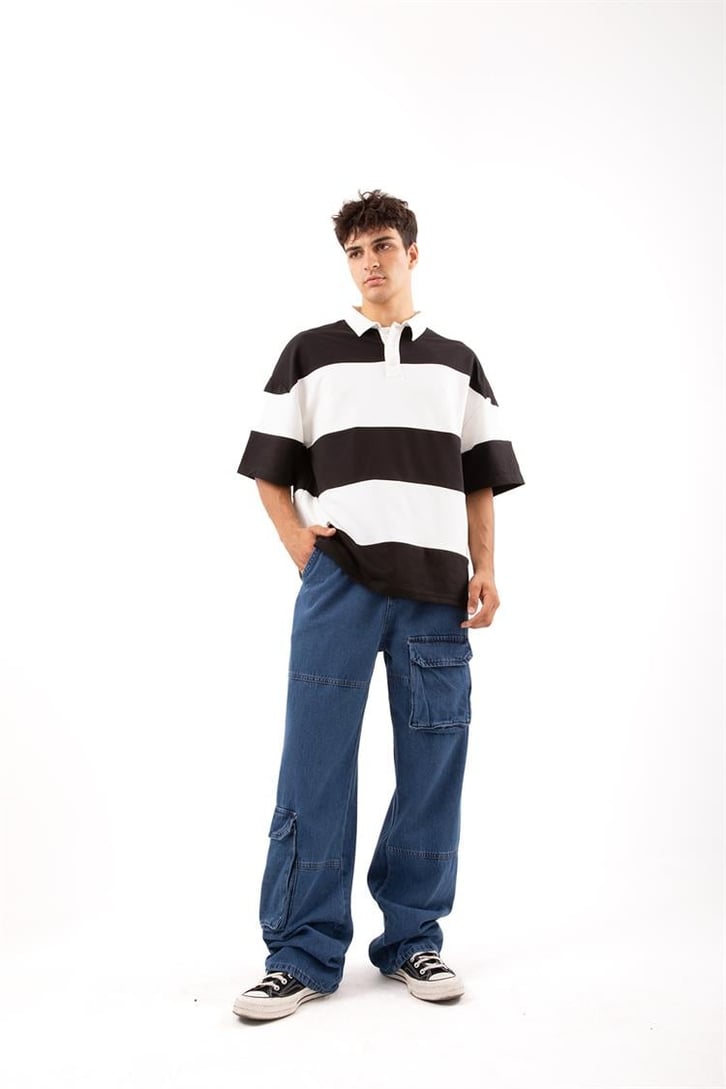 Cep Detay Mavi Baggy Jean