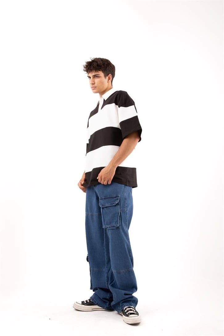 Cep Detay Mavi Baggy Jean