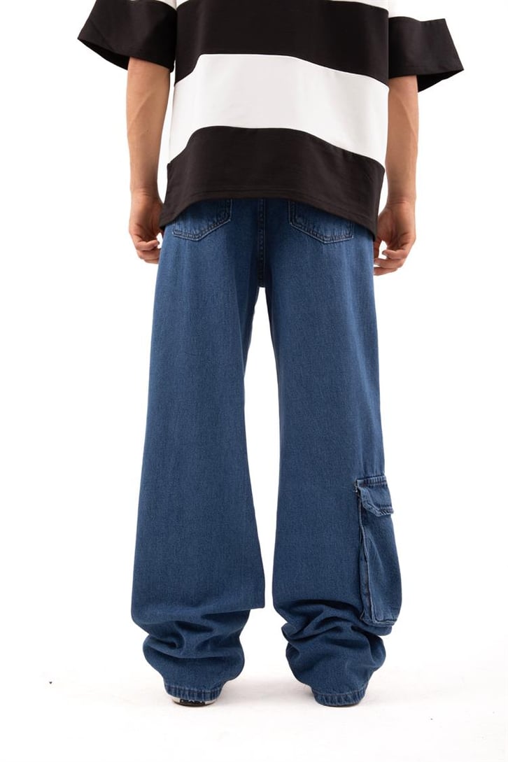 Cep Detay Mavi Baggy Jean