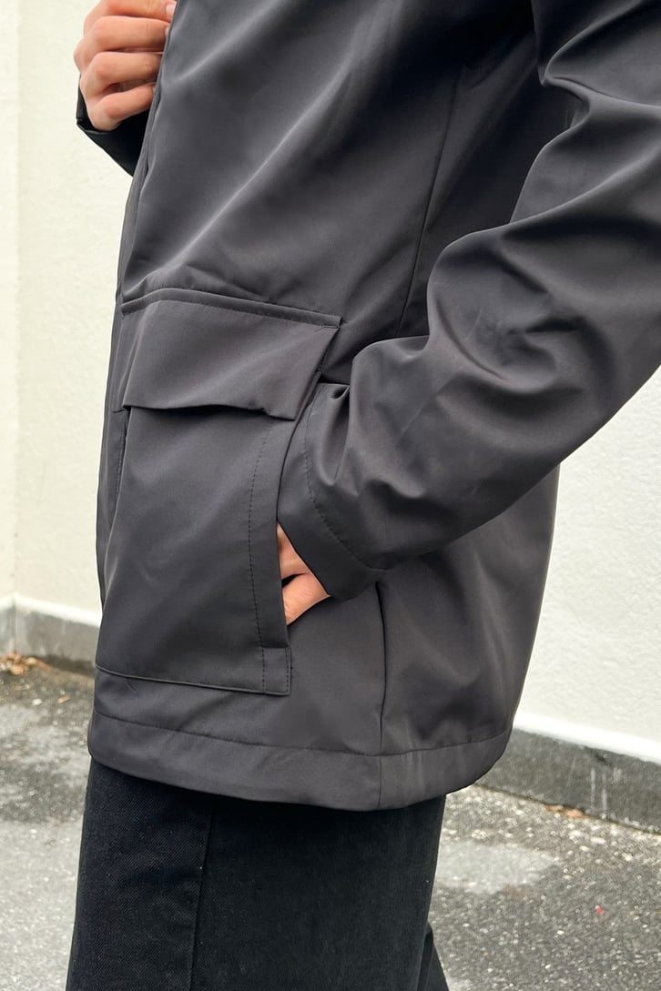 Cep Detaylı Basic Siyah Mont