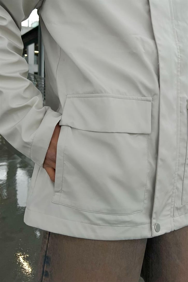 Cep Detaylı Basic Taş Rengi Mont