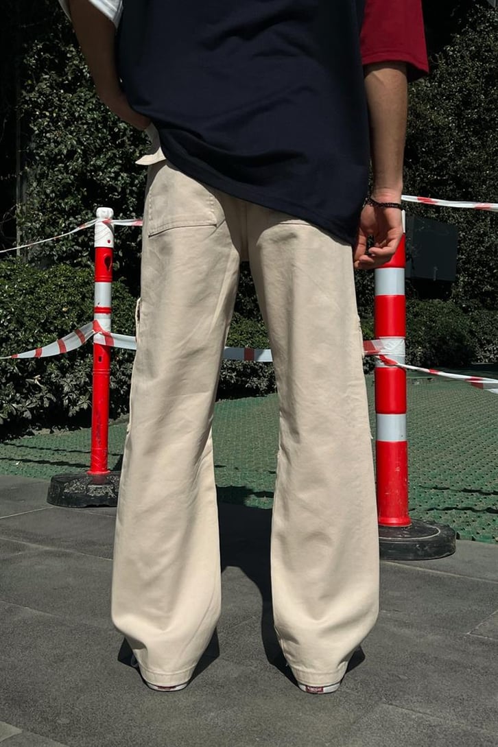 Cep Detaylı Bej Regular Fit Kargo Pantolon