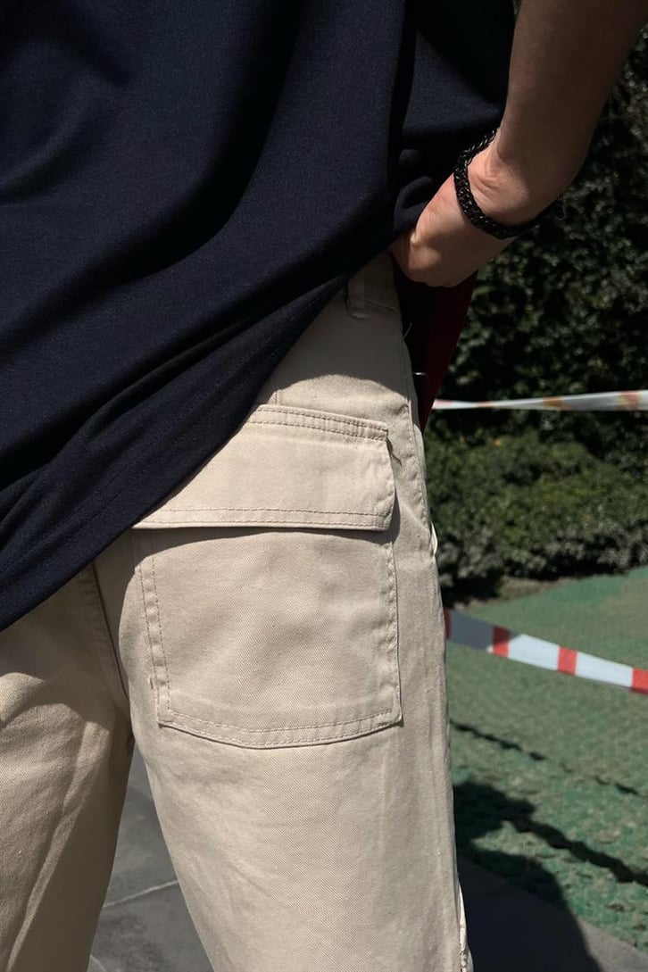 Cep Detaylı Bej Regular Fit Kargo Pantolon