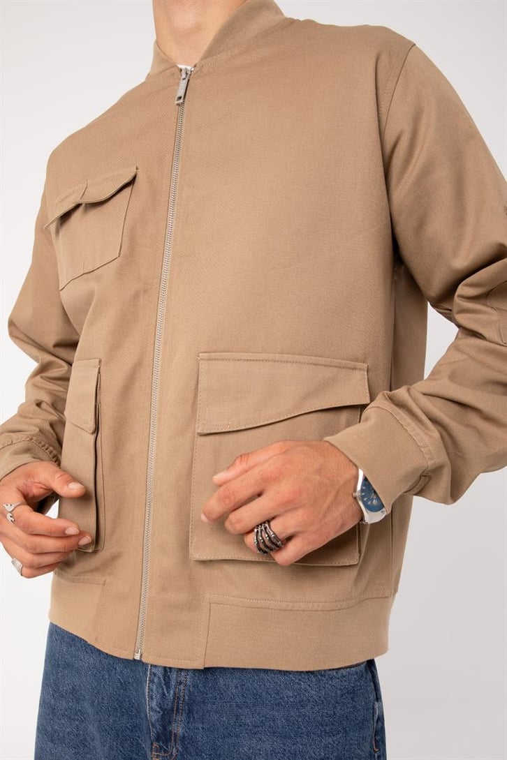 Cep Detaylı Camel Bomber Ceket