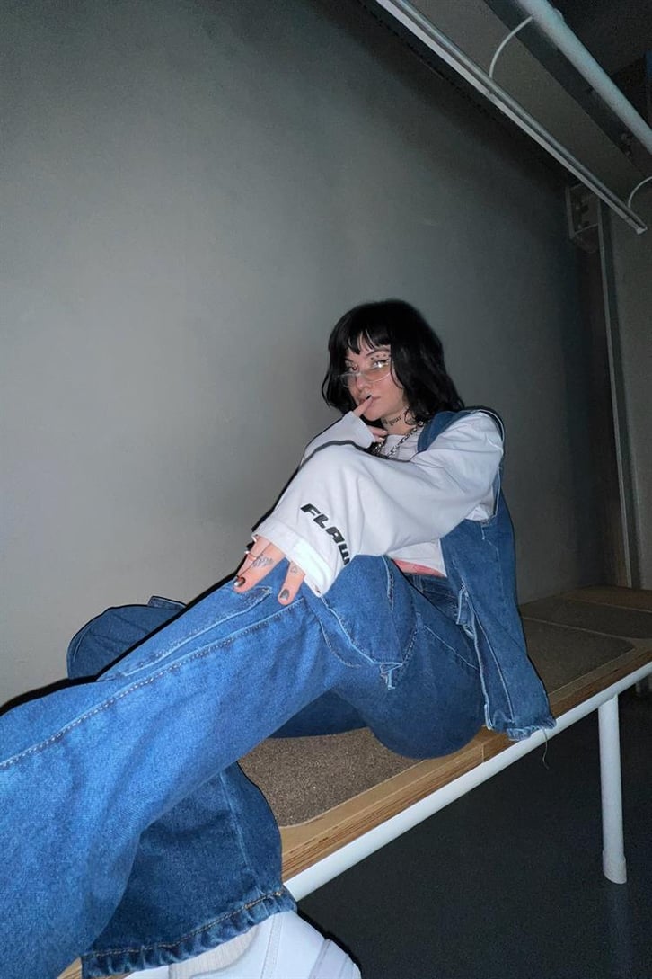 Cep Detaylı Mavi Baggy Jean