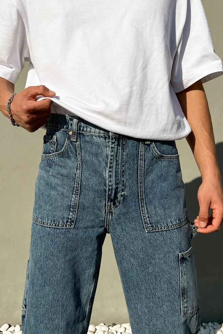 Cep Detaylı Mavi Regular Fit Jean