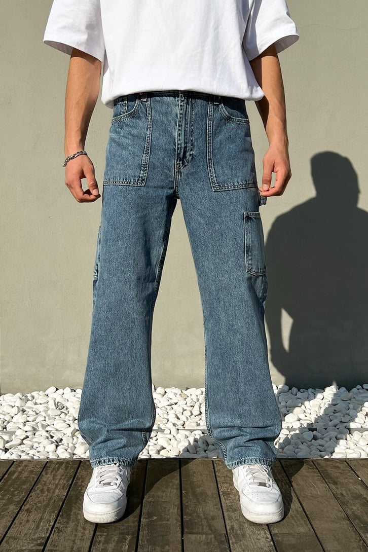 Cep Detaylı Mavi Regular Fit Jean