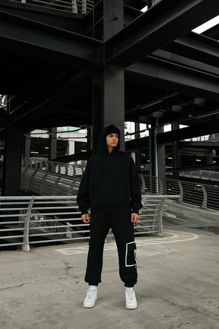 Cep Detaylı Siyah Jogger Fit Eşofman