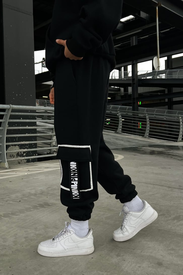 Cep Detaylı Siyah Jogger Fit Eşofman