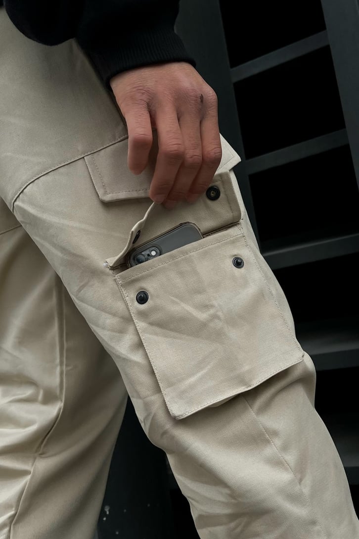 Cep Detaylı Taş Rengi Regular Fit Pantolon