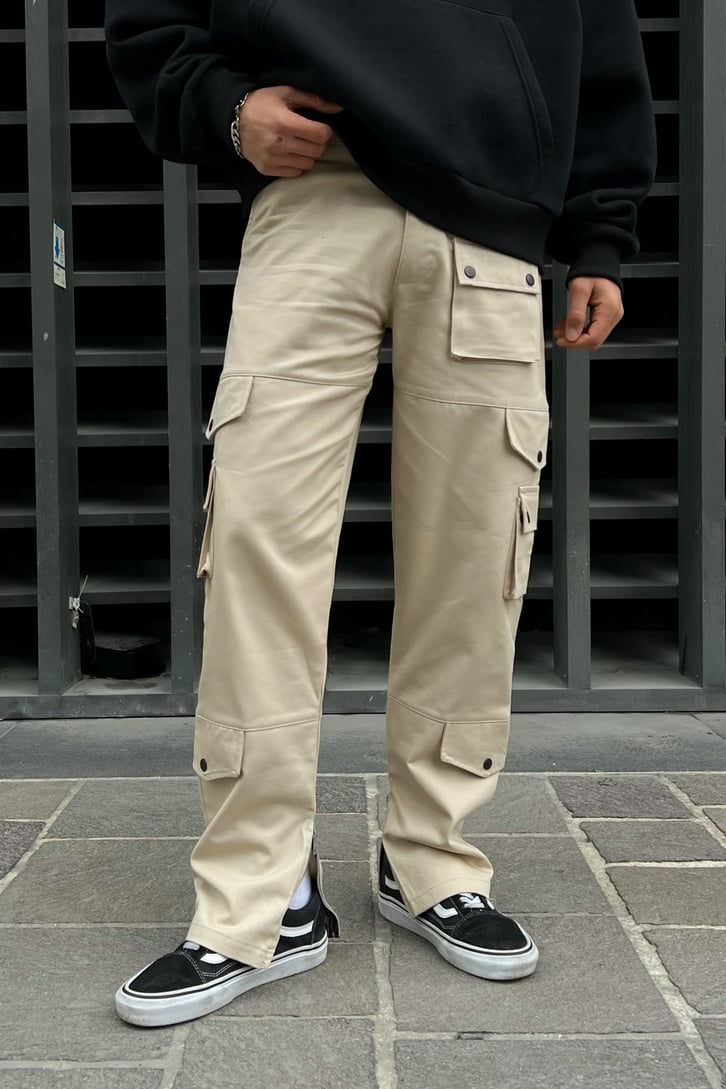 Cep Detaylı Taş Rengi Regular Fit Pantolon