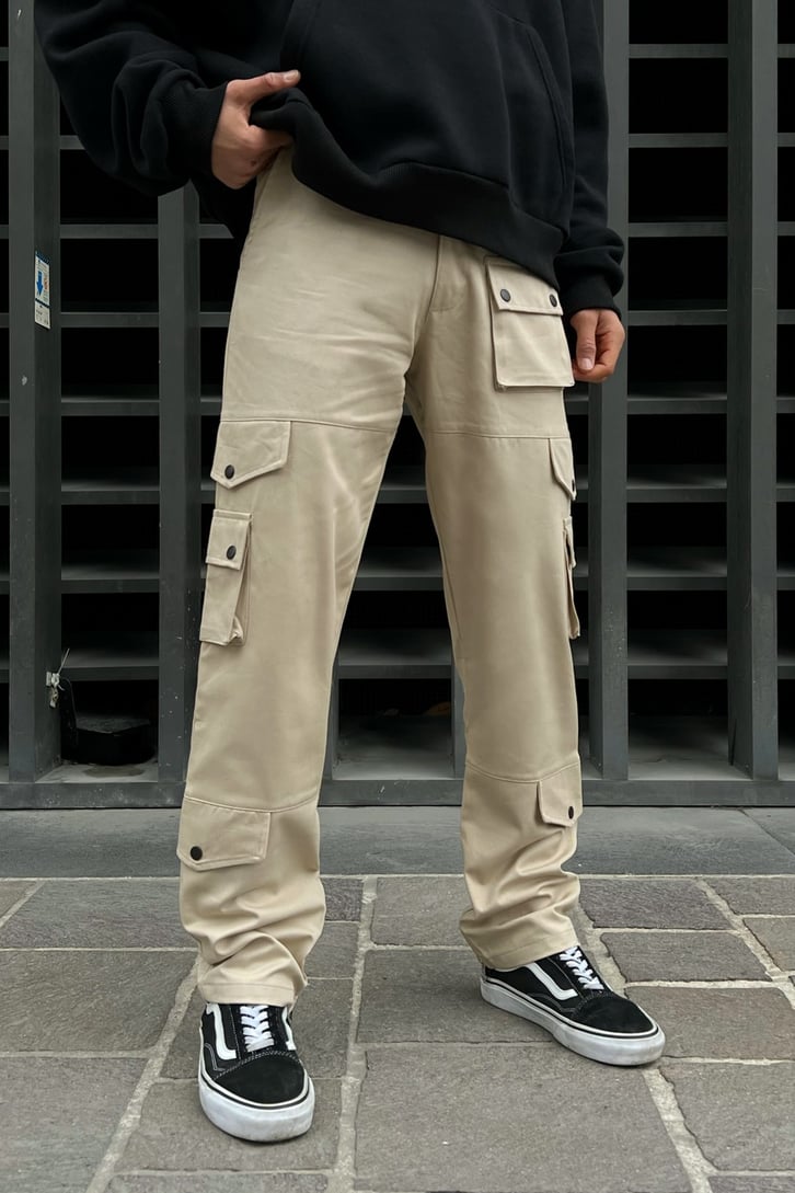 Cep Detaylı Taş Rengi Regular Fit Pantolon