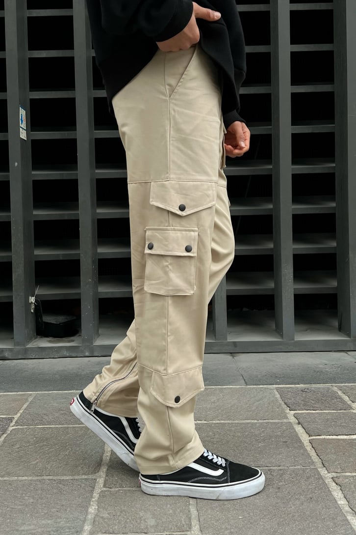 Cep Detaylı Taş Rengi Regular Fit Pantolon