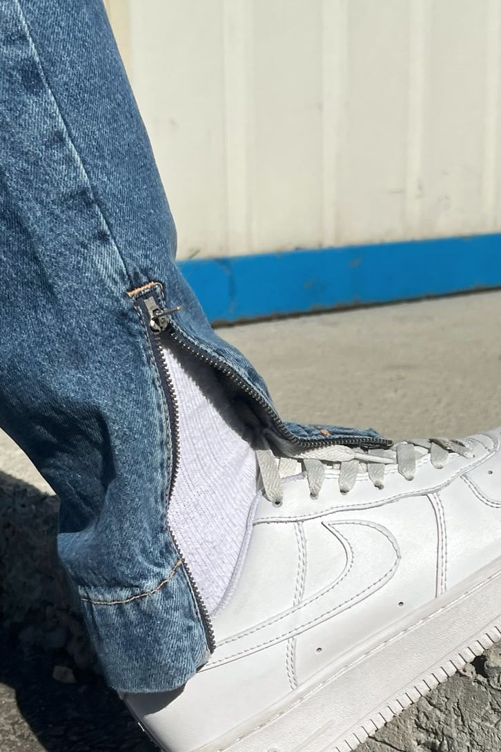 Cep Detaylı Zip Mavi Regular Fit Jean